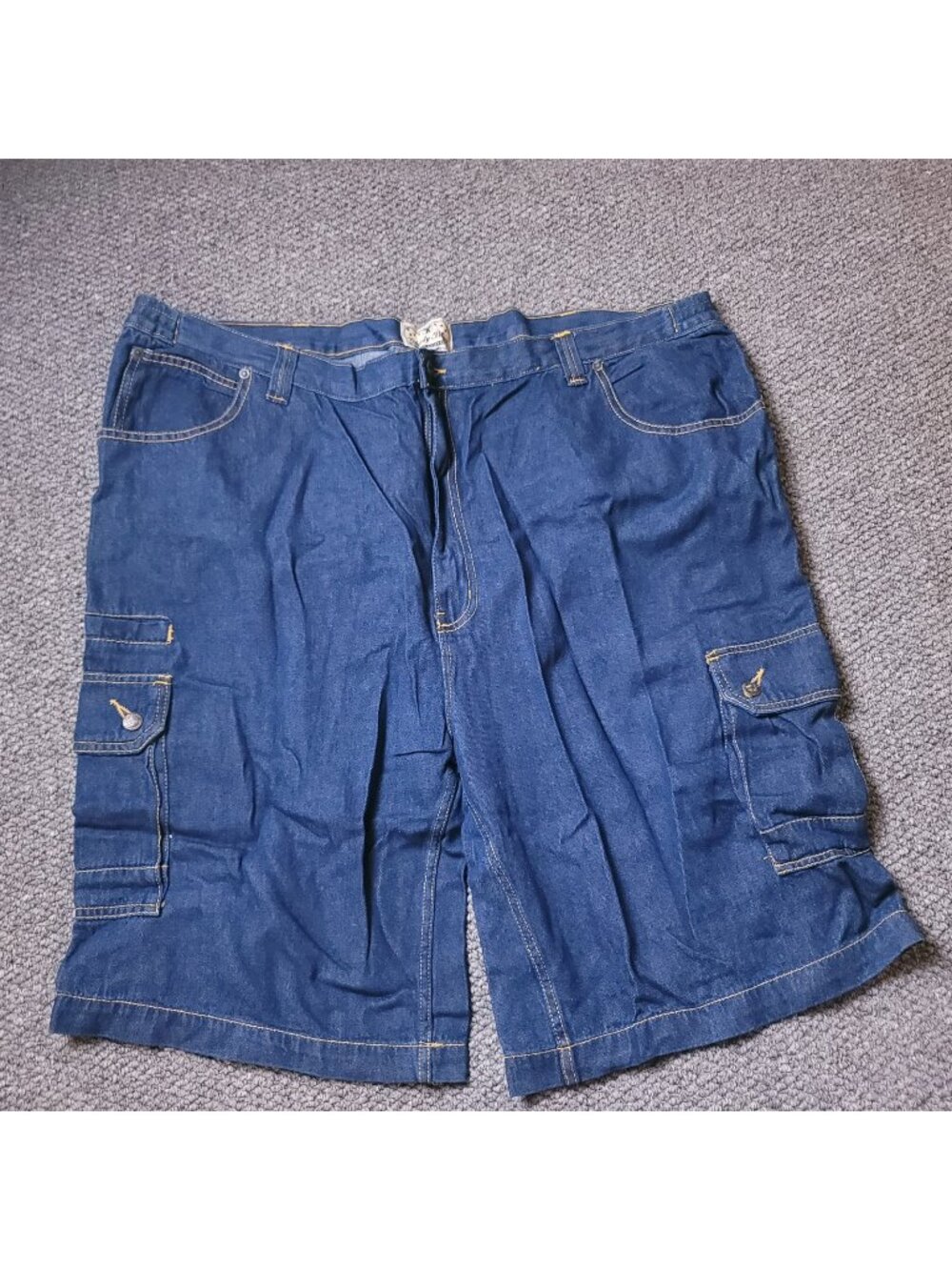 Liberty Blues Cargo Jean Shorts Mens 50 Big Tall Blue Denim Elastic y2K Jorts